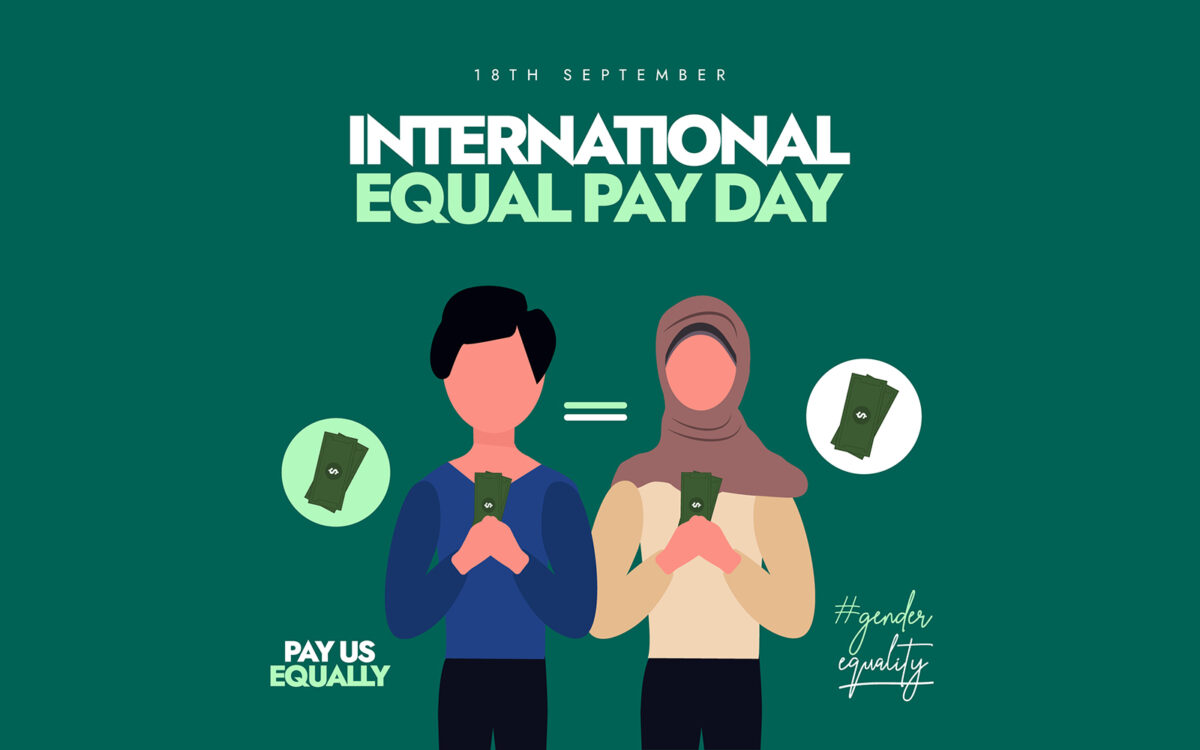 a graphic with text that reads International Equal Pay Day