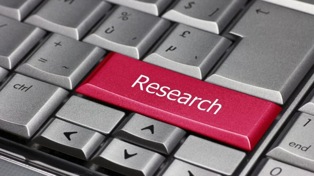 keyboard graphic with a research key